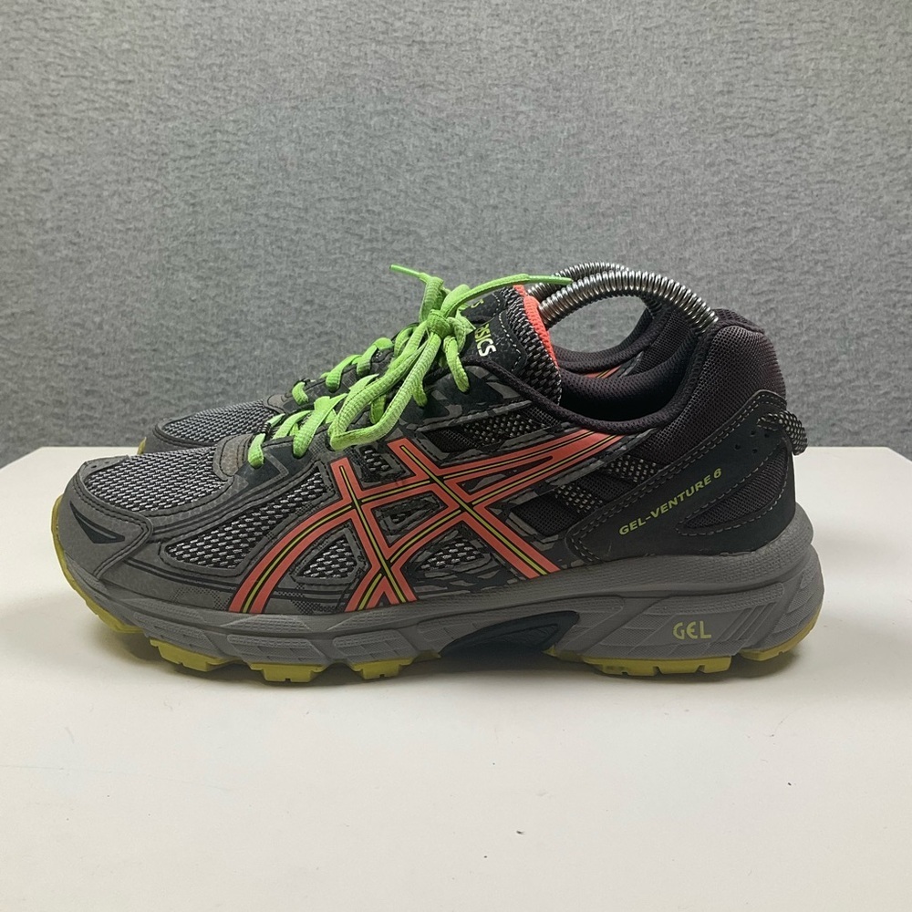 ASICS Women’s Trail Running Shoes in Gray with Green and Orange Accents US 8.5